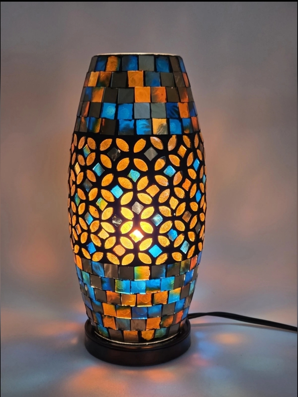 Blue & Amber Mosaic Table Lamp